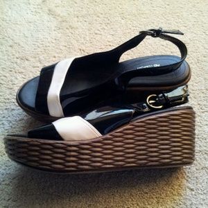 Naturalizer Black & White Patent Leather Wedges